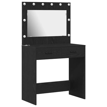 Sminkbord med låda Svart Ek 78.5 x 41 x 135 cm