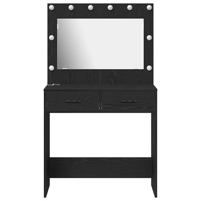 Sminkbord med låda Svart Ek 78.5 x 41 x 135 cm