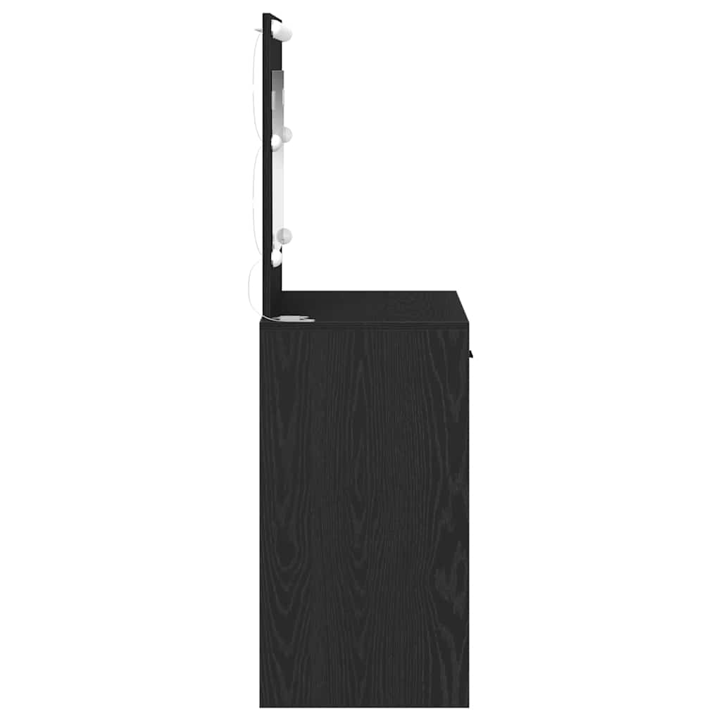 Sminkbord med låda Svart Ek 78.5 x 41 x 135 cm