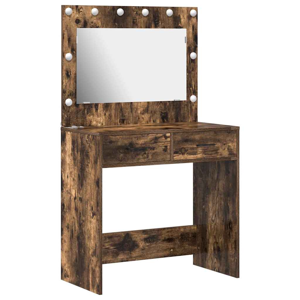 Sminkbord med låda Rökfärgad Ek 78.5 x 41 x 135 cm