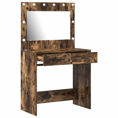 Sminkbord med låda Rökfärgad Ek 78.5 x 41 x 135 cm