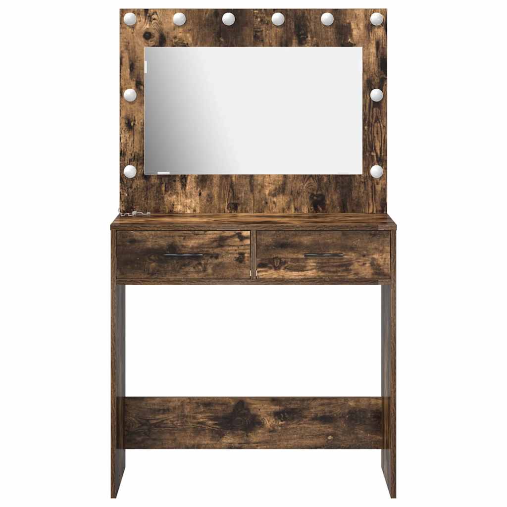 Sminkbord med låda Rökfärgad Ek 78.5 x 41 x 135 cm