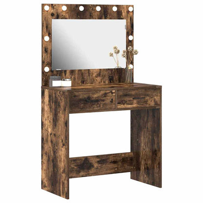 Sminkbord med låda Rökfärgad Ek 78.5 x 41 x 135 cm