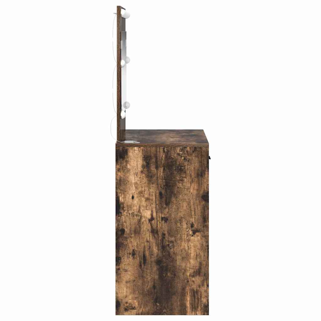 Sminkbord med låda Rökfärgad Ek 78.5 x 41 x 135 cm