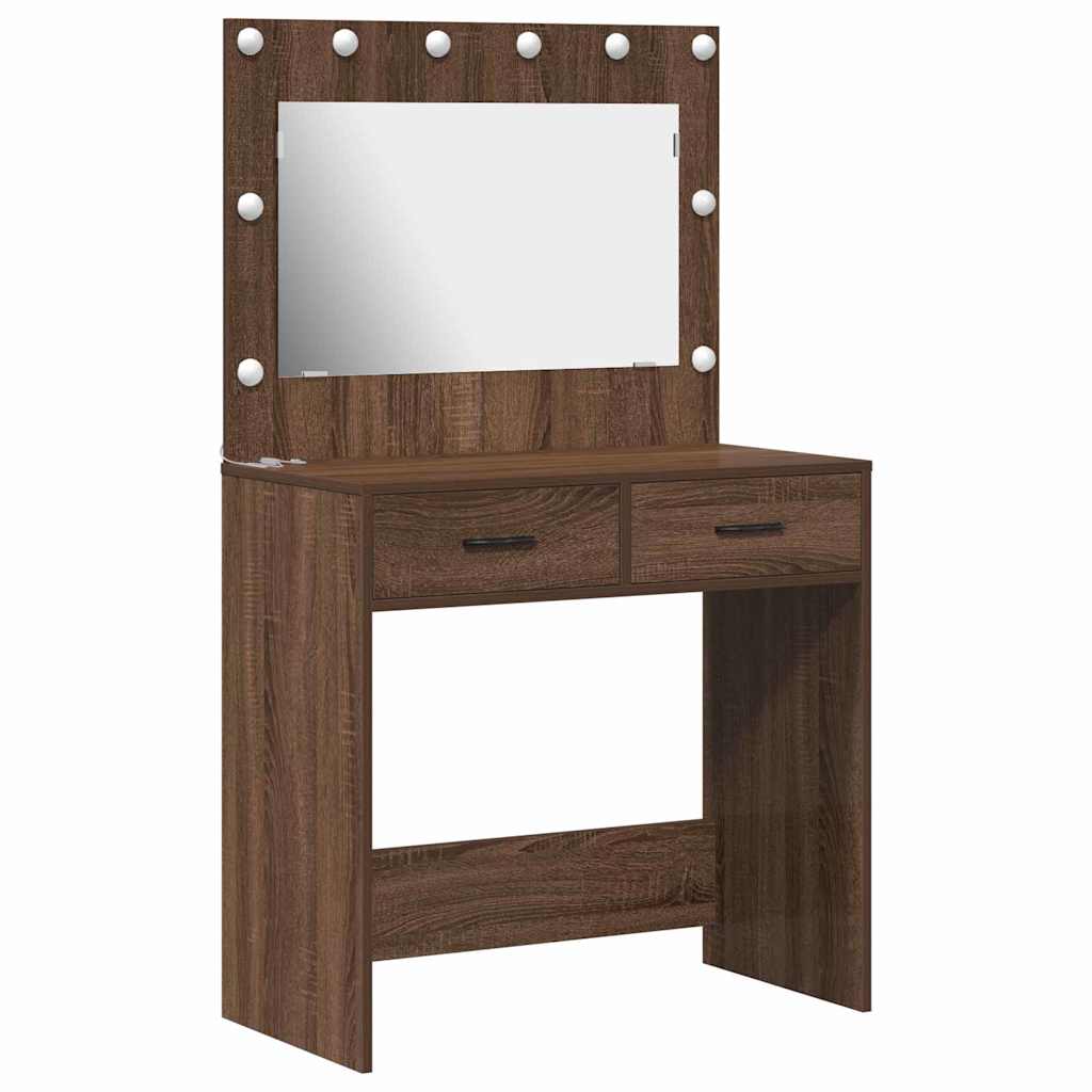 Sminkbord med låda Brun Ek 78.5 x 41 x 135 cm