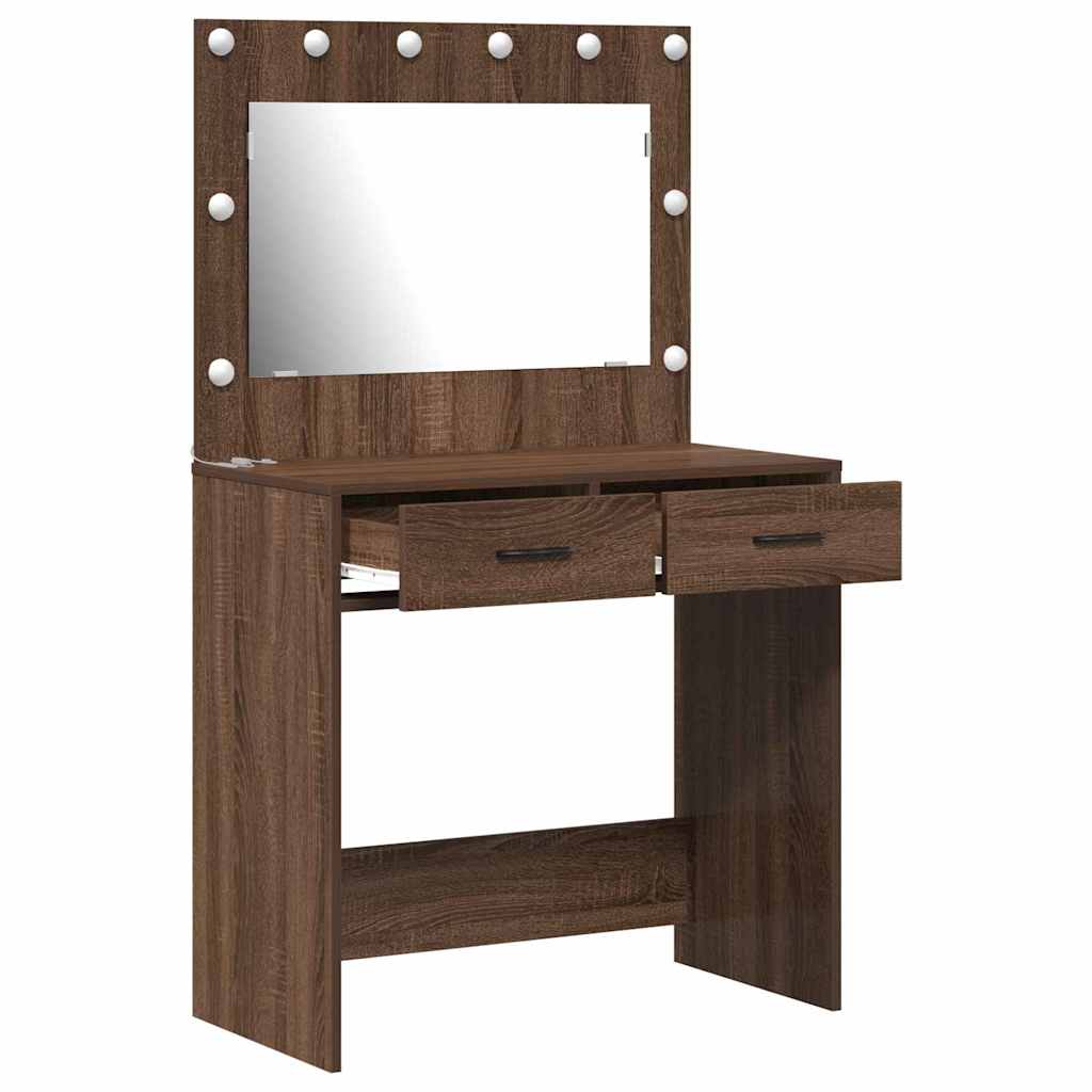 Sminkbord med låda Brun Ek 78.5 x 41 x 135 cm
