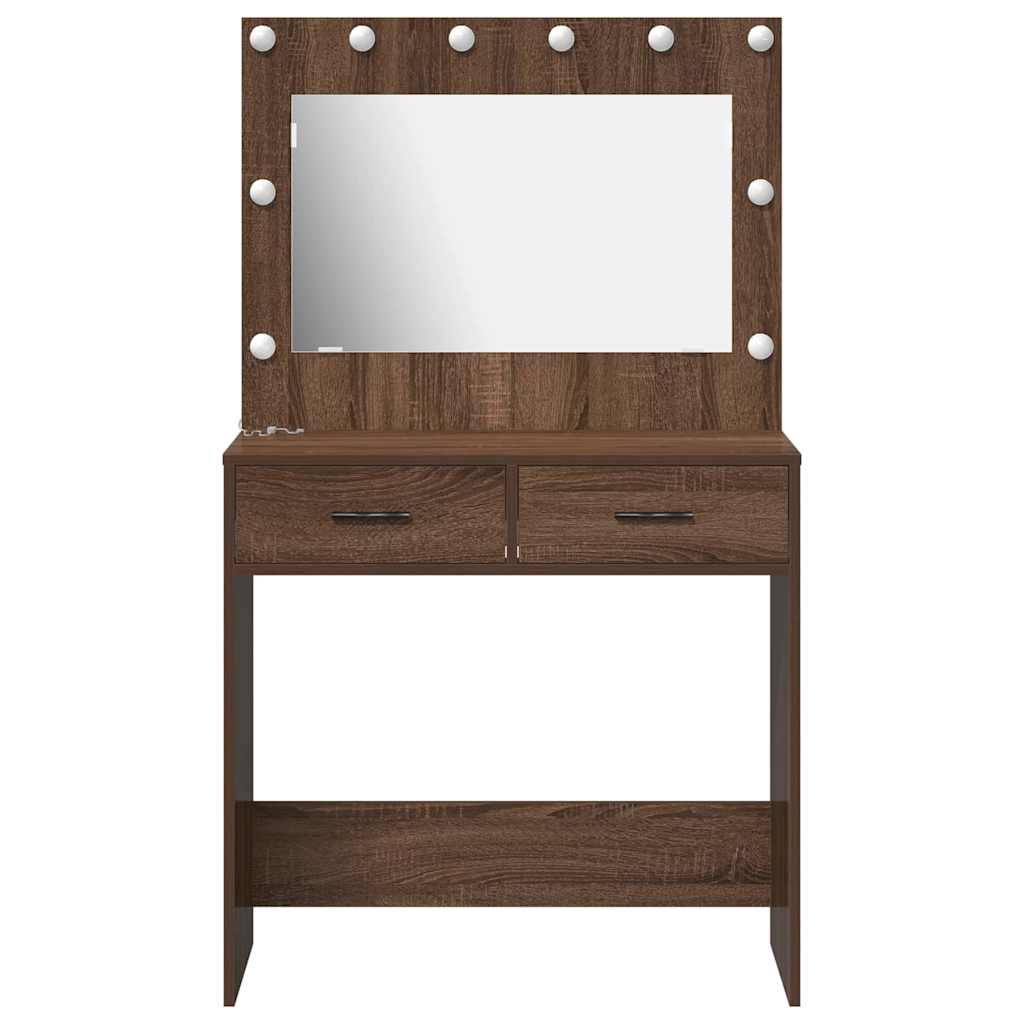 Sminkbord med låda Brun Ek 78.5 x 41 x 135 cm