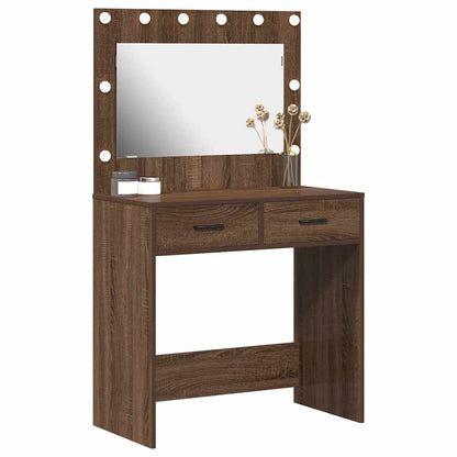 Sminkbord med låda Brun Ek 78.5 x 41 x 135 cm