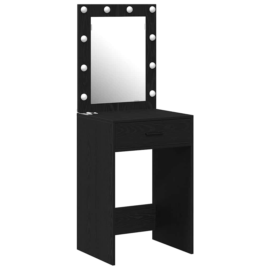 Sminkbord med låda Svart Ek 50 x 41 x 135 cm