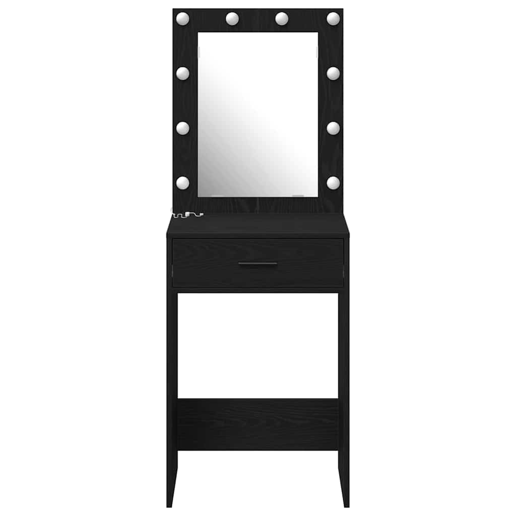 Sminkbord med låda Svart Ek 50 x 41 x 135 cm