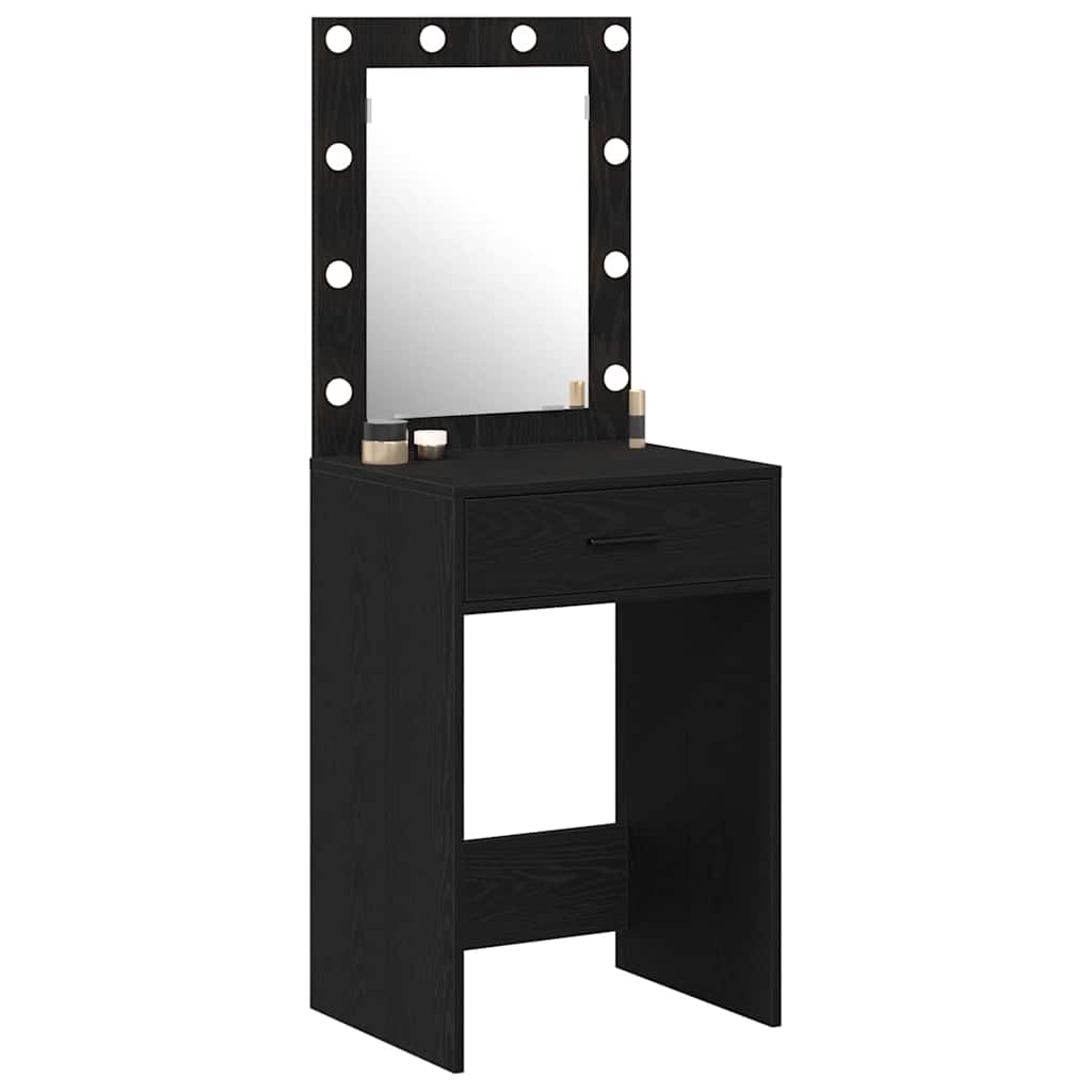 Sminkbord med låda Svart Ek 50 x 41 x 135 cm
