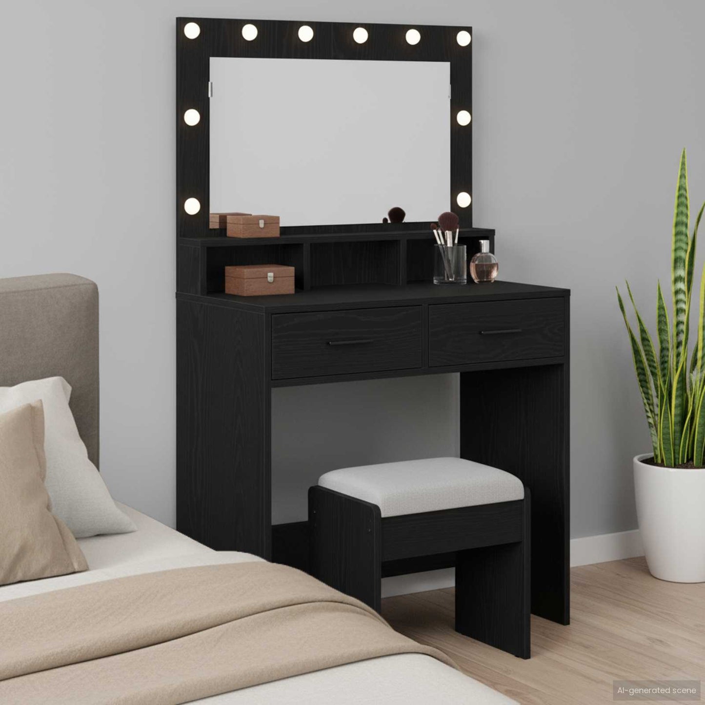 Sminkbord Svart Ek 79 x 41 x 135 cm