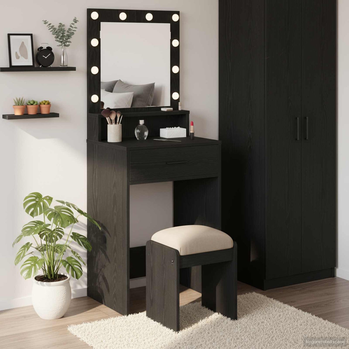 Sminkbord Svart Ek 50 x 41 x 135 cm
