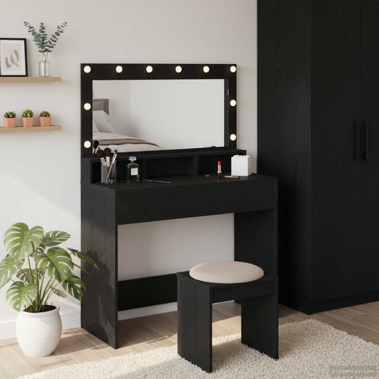Sminkbord Svart Ek 100 x 41 x 135 cm