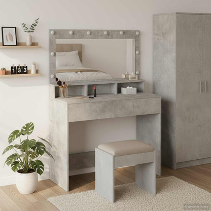 Sminkbord Betonggrå 100 x 41 x 135 cm