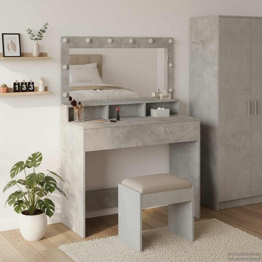 Sminkbord Betonggrå 100 x 41 x 135 cm
