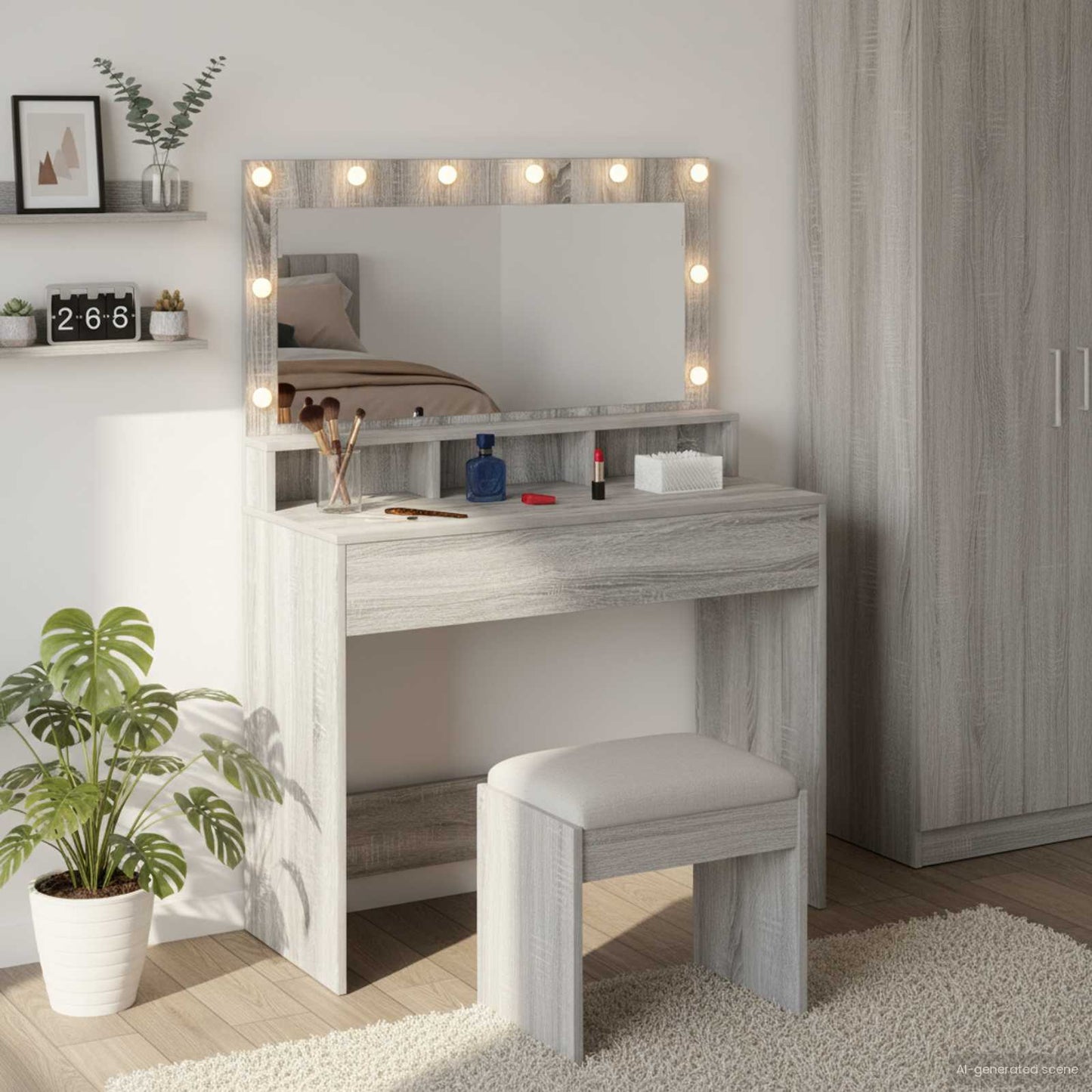 Sminkbord Sonoma Grå 100 x 41 x 135 cm