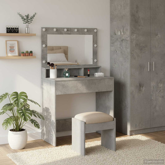 Sminkbord Betonggrå 75,5 x 41 x 135 cm