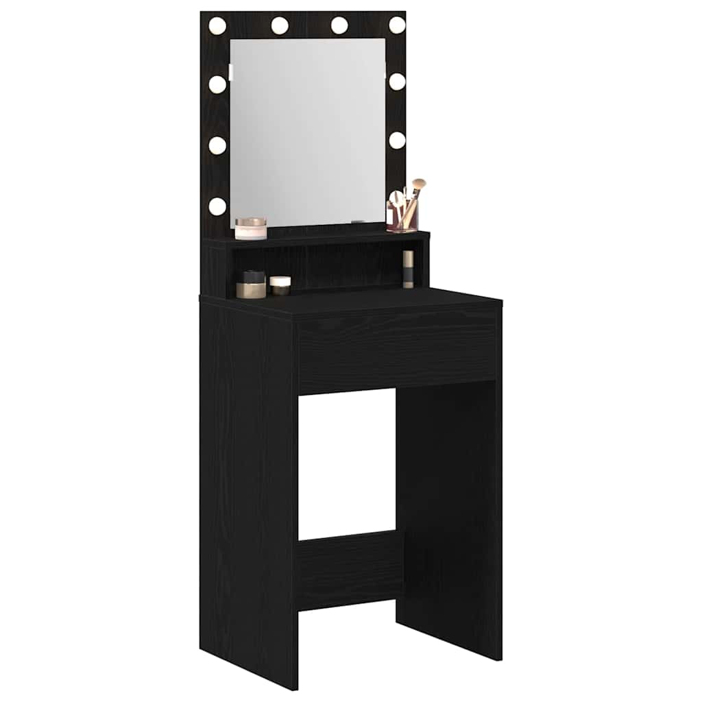 Sminkbord med hylla Svart Ek 50 x 41 x 135 cm
