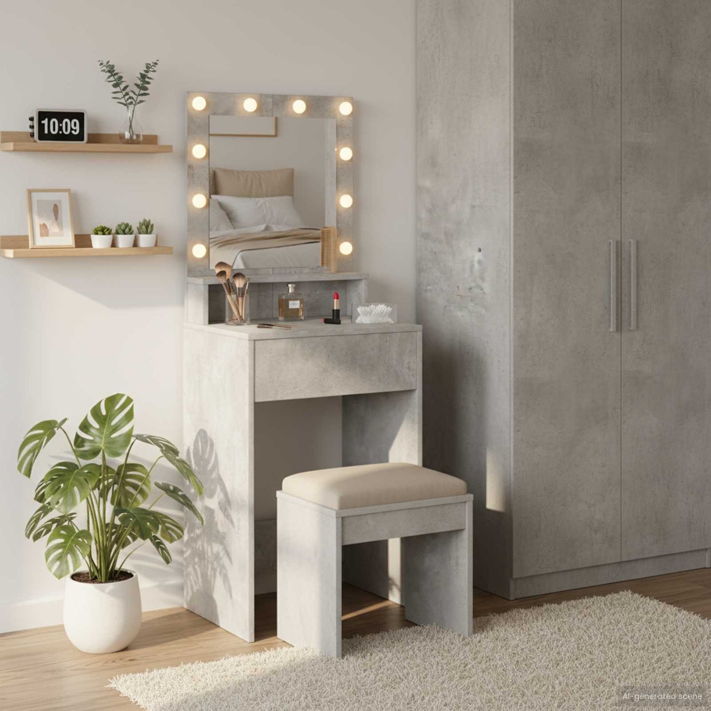 Sminkbord Betonggrå 50 x 41 x 135 cm