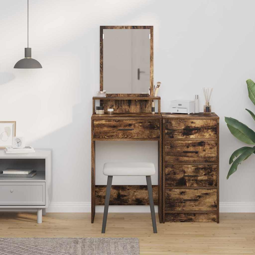 Sminkbord med låda Rökt ek 50 x 41 x 140 cm