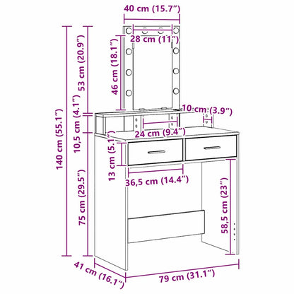 Sminkbord Brun 79 x 41 x 140 cm