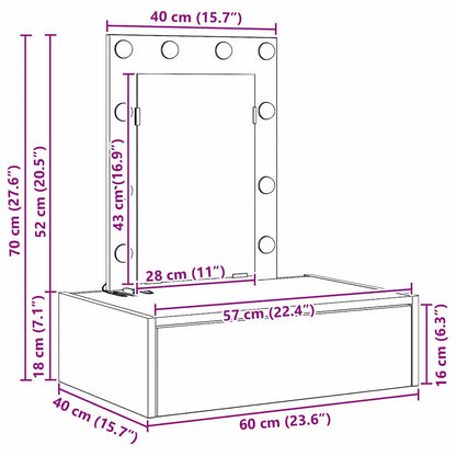 Sminkbord Vit 60 x 40 x 70 cm