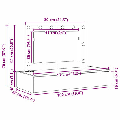 Sminkbord Vit 100 x 40 x 70 cm
