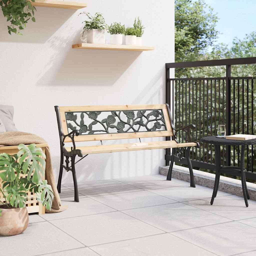 Trädgårdsbänk Trä med kudde Brun 116 x 54 x 73 cm trä