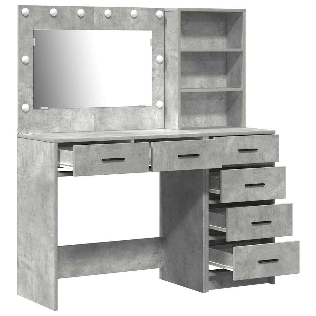 Smyckebord med låda Grå 78.5 x 41 x 135 cm Konstruerat trä