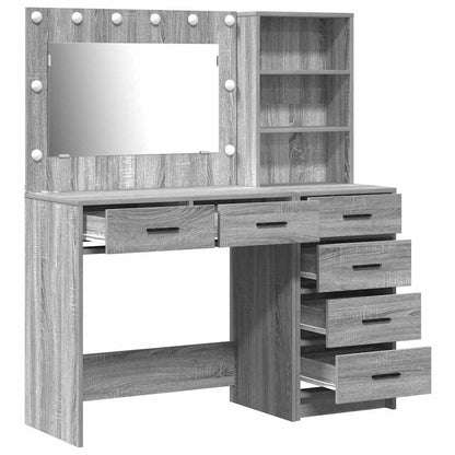 Smyckebord med låda Ljusgrå 78.5 x 41 x 135 cm Konstruerat trä