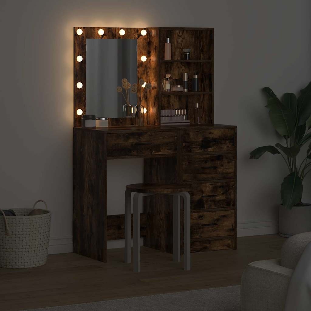 Smyckebord med låda 2 pcs Brun 50 x 41 x 135 cm Konstruerat trä