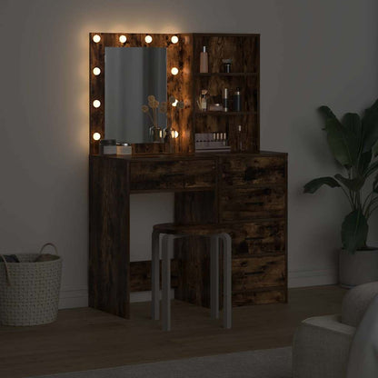 Smyckebord med låda 2 pcs Brun 50 x 41 x 135 cm Konstruerat trä