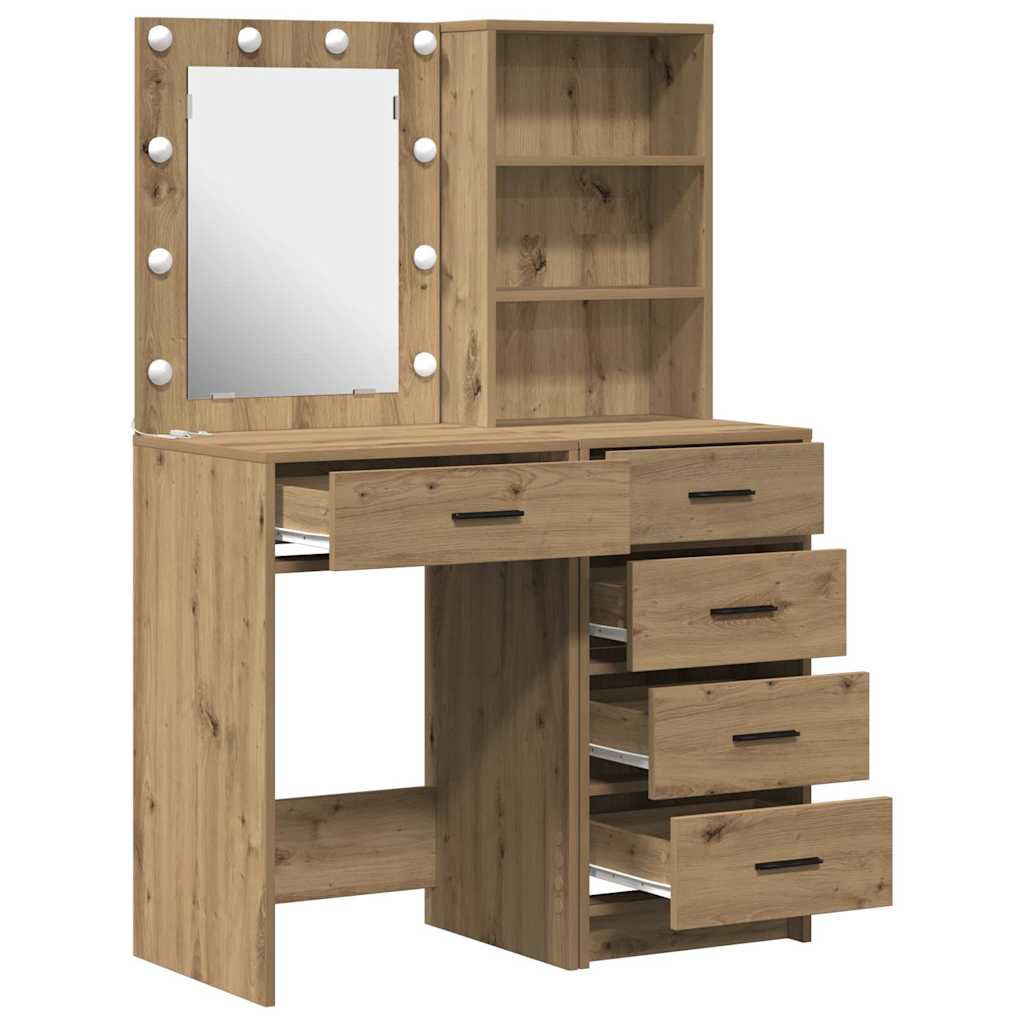 Smyckebord med låda 2 pcs Brun 50 x 41 x 135 cm Konstruerat trä