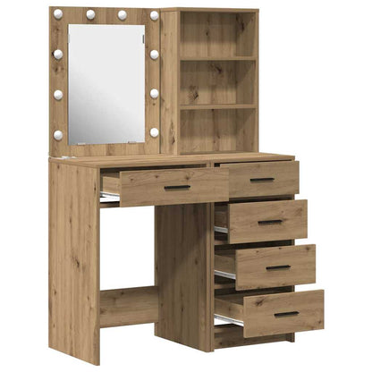 Smyckebord med låda 2 pcs Brun 50 x 41 x 135 cm Konstruerat trä