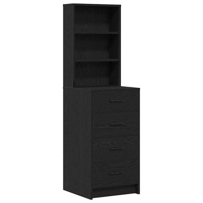 Smyckebord med spegelbelysning 3 pcs Svart Ek Konstruerat trä