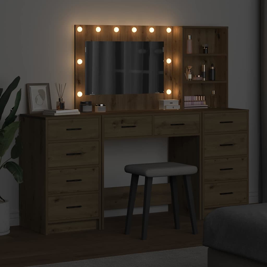 Smyckebord med spegelbelysning 3 pcs Artisan Ek Konstruerat trä