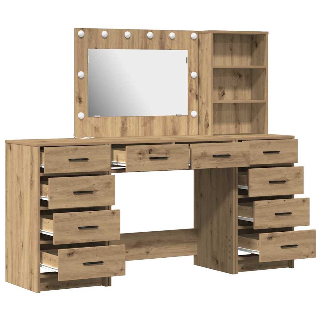 Smyckebord med spegelbelysning 3 pcs Artisan Ek Konstruerat trä