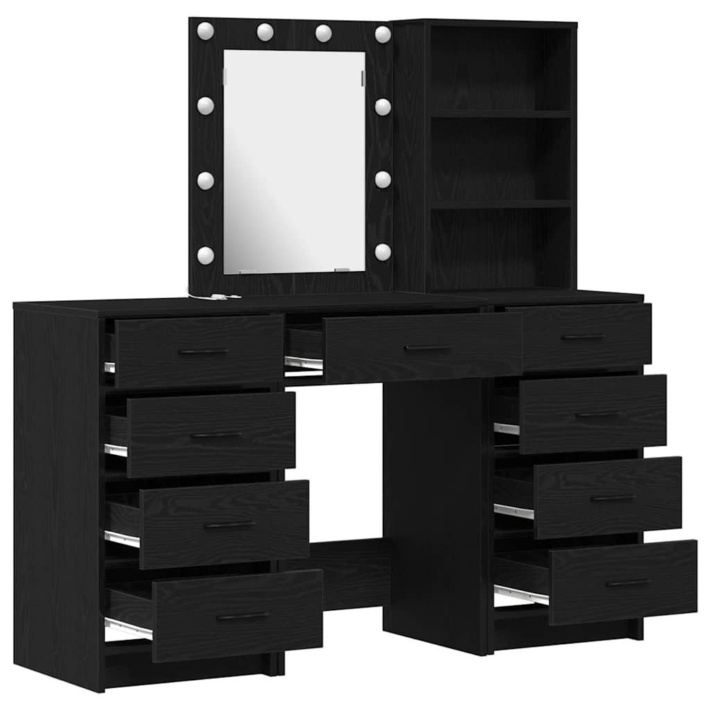 Smyckebord 3 pcs Svart 40 x 41 x 135 cm Konstruerat trä