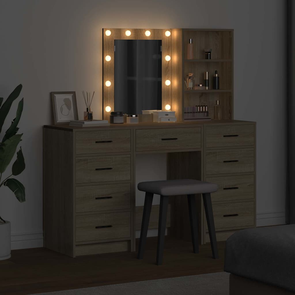 Smyckebord med låda 3 pcs Brun 40 x 41 x 135 cm Konstruerat trä