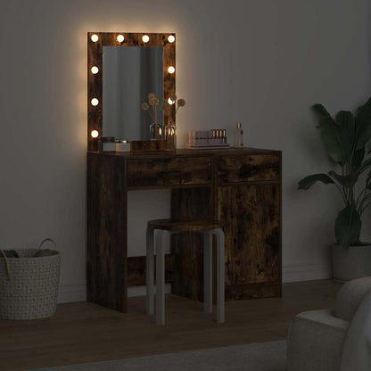 Smyckebord med låda 2 pcs Brun 50 x 41 x 135 cm Konstruerat trä