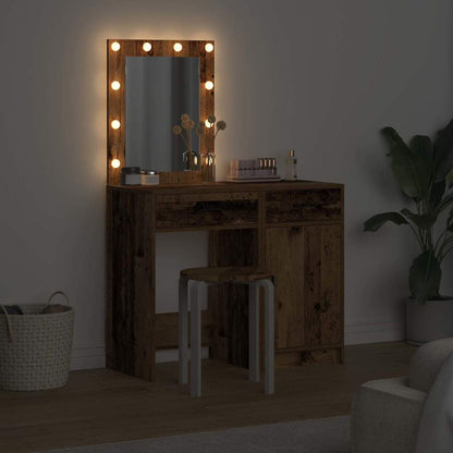 Smyckebord med låda 2 pcs Brun 50 x 41 x 135 cm Konstruerat trä