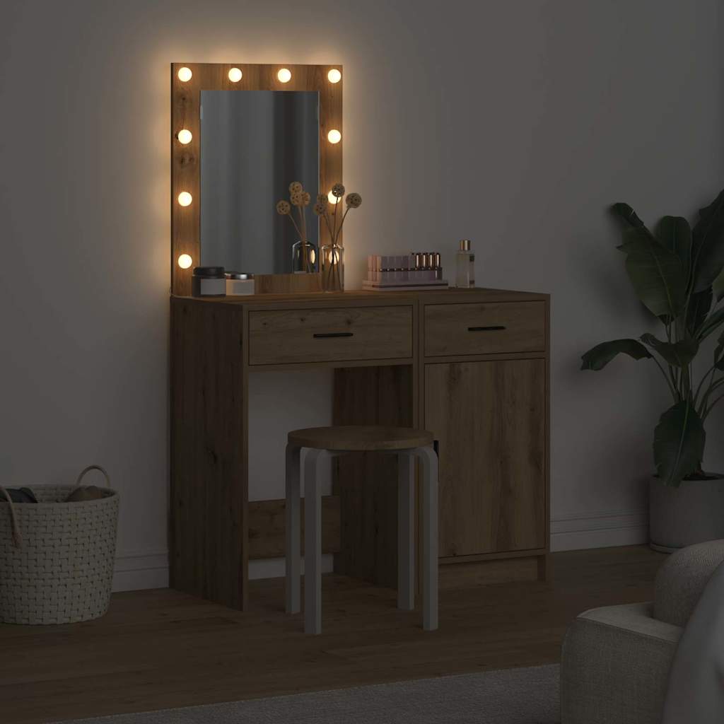 Smyckebord med låda 2 pcs Brun 50 x 41 x 135 cm Konstruerat trä