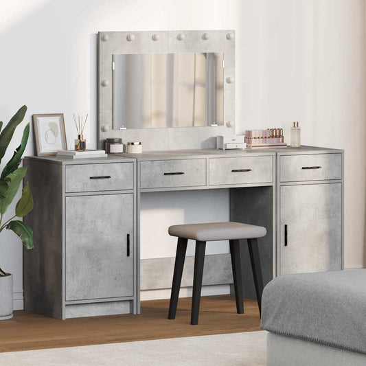 Smyckebord med spegelbelysning 3 pcs Grå Konstruerat trä