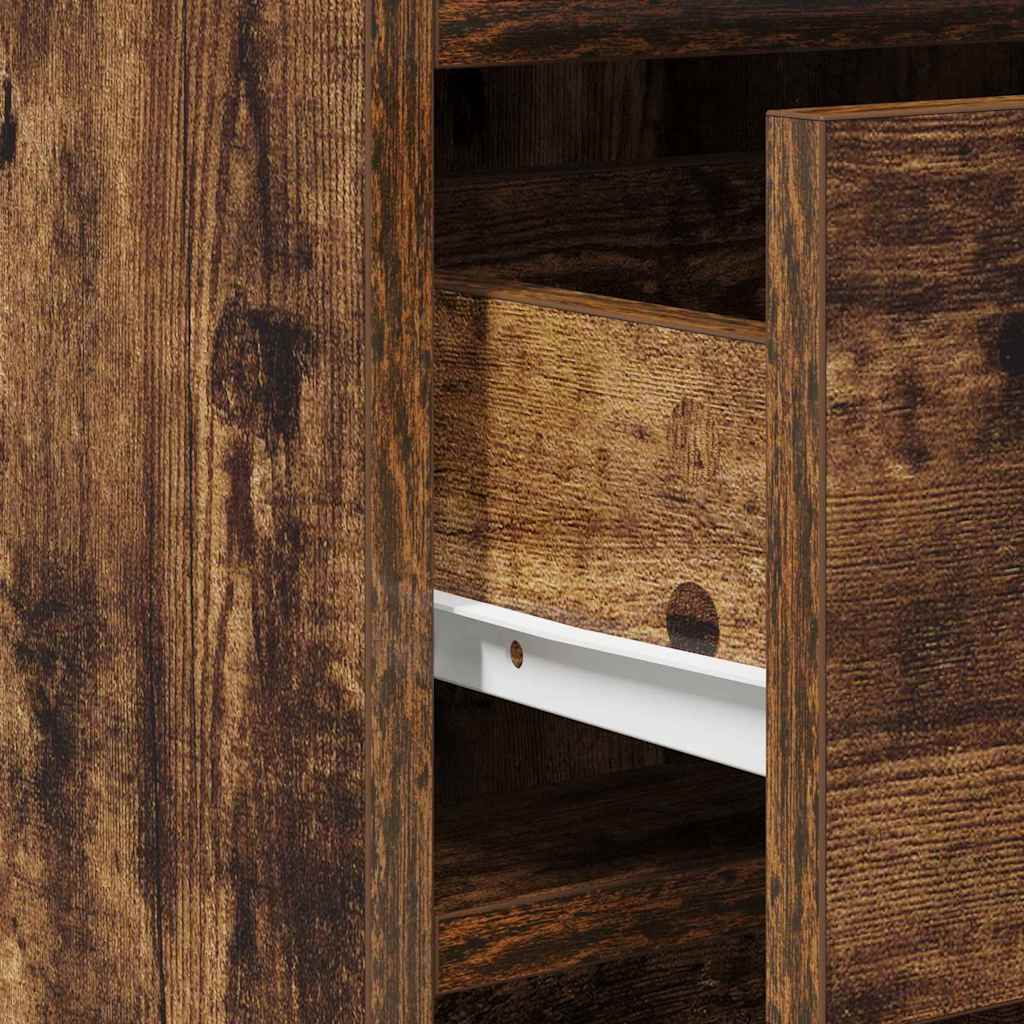 Smyckebord med spegelbelysning 3 pcs Brun Konstruerat trä