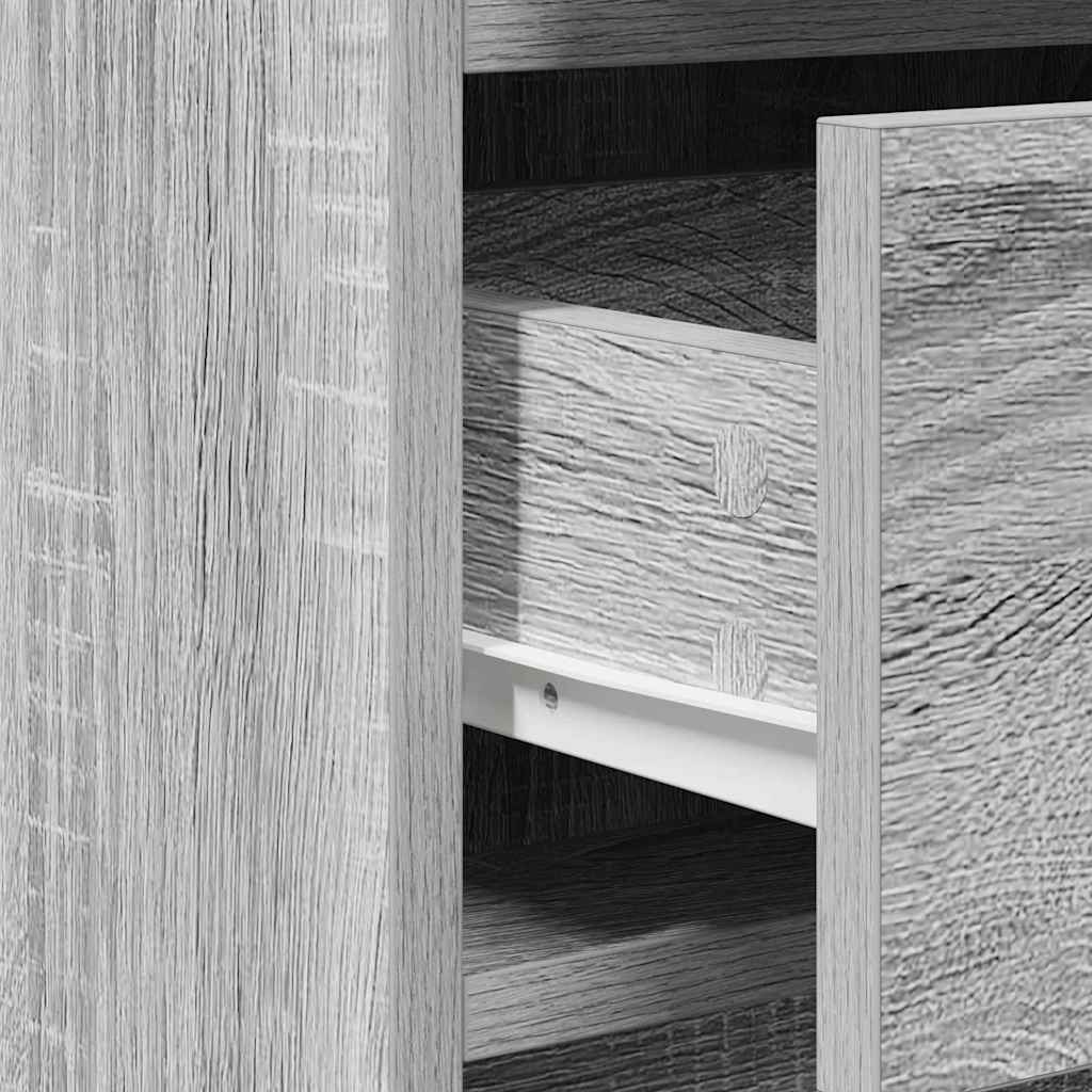 Smyckebord med spegelbelysning 3 pcs Grå Konstruerat trä