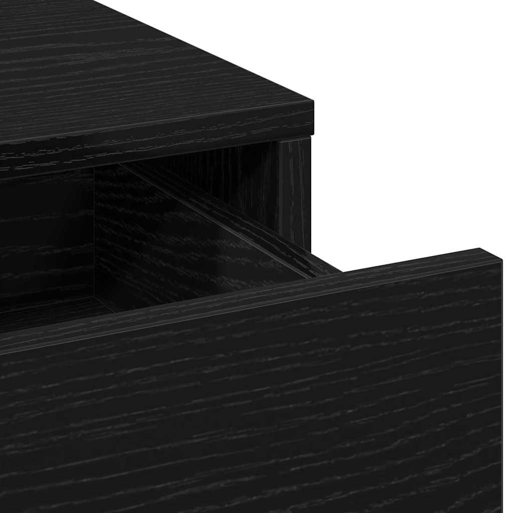 Smyckebord med spegelbelysning 2 pcs Svart Konstruerat trä