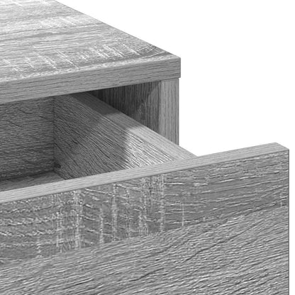 Smyckebord med spegelbelysning 2 pcs Grå Konstruerat trä