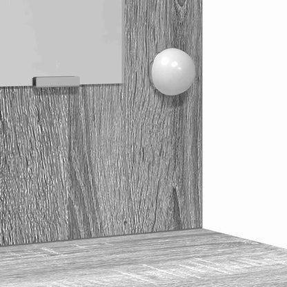 Smyckebord med spegelbelysning 2 pcs Grå Konstruerat trä