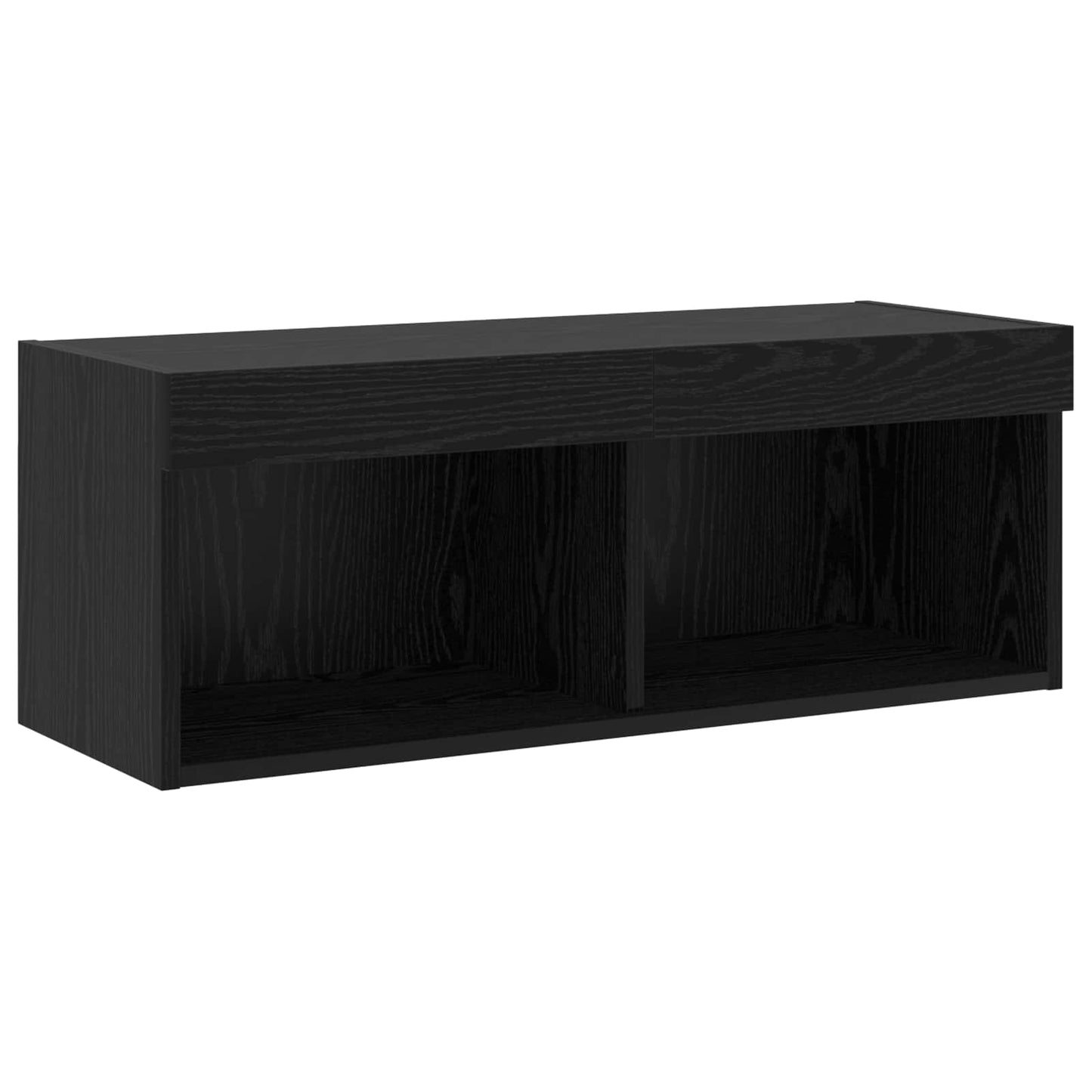 TV-bänkset med LED -remsljus 6 pcs Svart ek Konstruerat trä